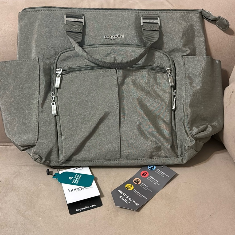 Baggalini Convertible Crossbody Backpack sterling shimmer, used once